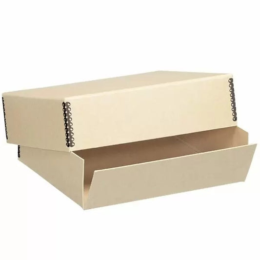 Drop Front Archival Box, Museum Storage Box, Tan