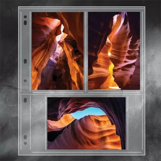 Photo Page 3 Up Holds 6 Prints, 1 Horizontal, 2 Vertical, 4" X 6"